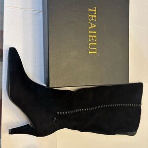 Black Suede Heeled Boots